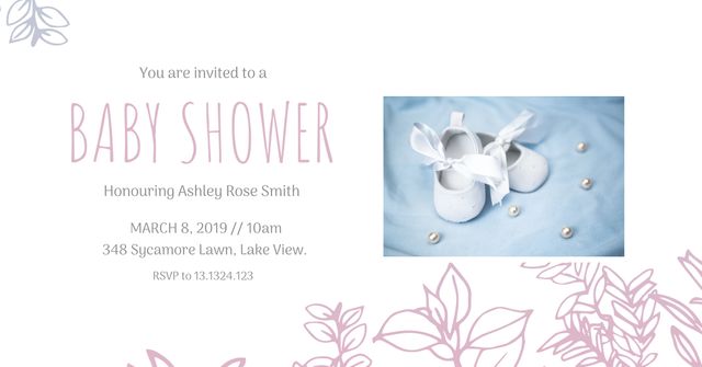 Elegant Baby Shower Invitation with Booties and Pearls - Download Free Stock Templates Pikwizard.com