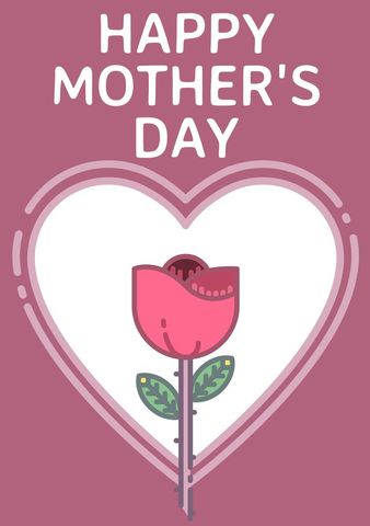 Mother's day heart with text and stylized flower