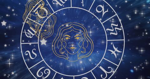 Zodiac Symbols and Stars on a Cosmic Blue Background - Download Free Stock Images Pikwizard.com