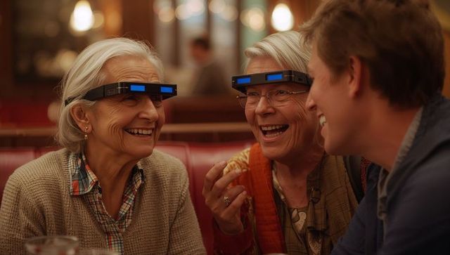 Seniors Enjoying Augmented Reality Devices in Casual Setting