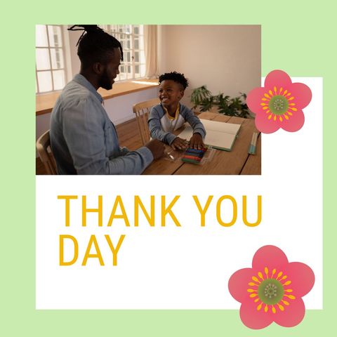 Thank You Day Celebration Art Activity with Father and Son - Download Free Stock Templates Pikwizard.com