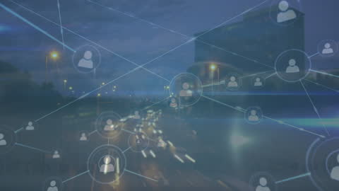 Futuristic Network Connections Over Cityscape Illustration