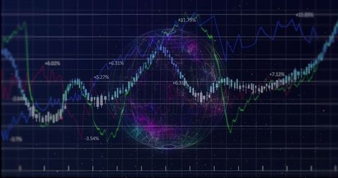Digital Financial Data Visualization with Global Network Overlay - Download Free Stock Images Pikwizard.com