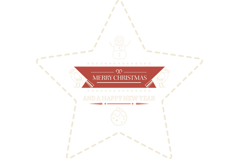 Festive star christmas and new year design on transparent background