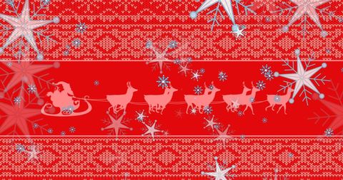 Festive Christmas Pattern with Snowflakes and Santa Sleigh
