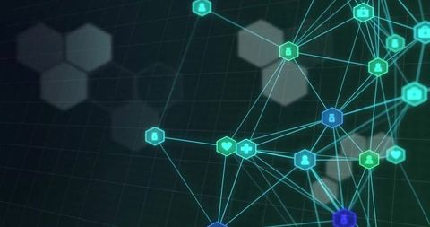 digital network connections with technology icons on dark background - Download Free Stock Images Pikwizard.com