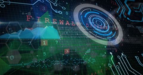 Cybercrime Concept with Digital Firewall Vulnerability and Data Streams - Download Free Stock Images Pikwizard.com