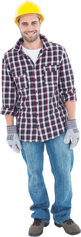smiling male repairman in casual attire wearing transparent hard hat - Download Free Stock Videos Pikwizard.com