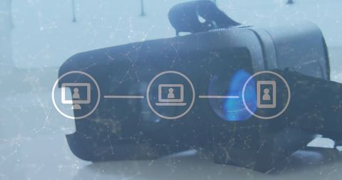 Futuristic Digital Tech Interface with Projector and Security Icons