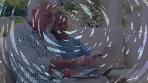 Senior Couple Engages with Technology Amidst Digital Connections