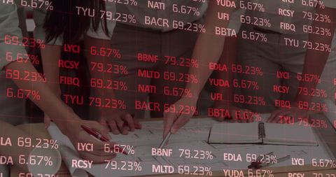 Business Meeting with Financial Data Overlay Concept