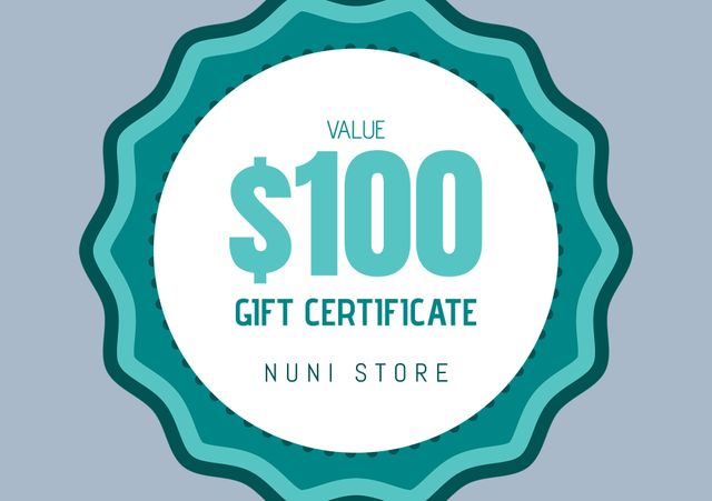 This $100 gift certificate voucher can be used in various store promotions, marketing campaigns, and digital coupons for online shopping or in-store purchases. Perfect for celebrating special occasions or encouraging customer loyalty.