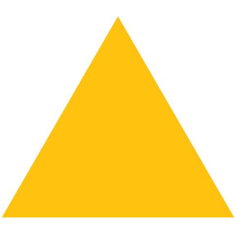 Yellow triangle graphic on transparent background for easy integration
