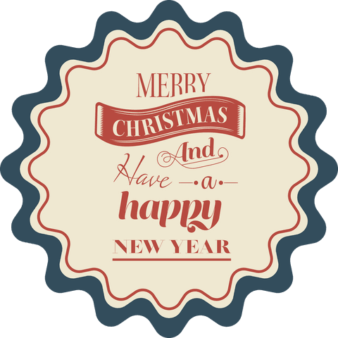 Transparent Vintage Christmas and New Year Greetings Label