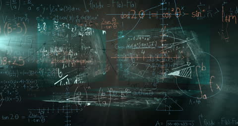 Advanced Mathematical Equations and Formulas on Blackboard Animation