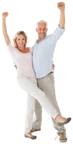 Happy Mature Couple Celebrating on Transparent Background
