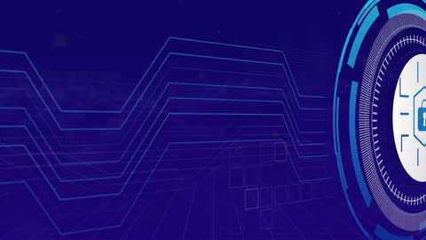 Blue Digital Interface with Futuristic Clock Design