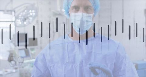 Surgeon Analyzing Data in High-Tech Operating Room