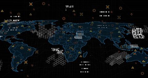 Digital World Map with Data Points and Interface Elements - Download Free Stock Images Pikwizard.com