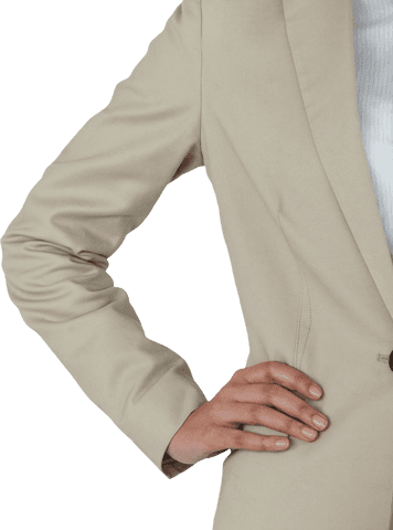 Transparent close-up business suit gesture on hip