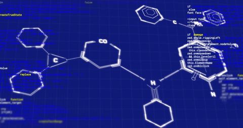 Futuristic Technology Blueprint with Chemical Structures and Code - Download Free Stock Images Pikwizard.com