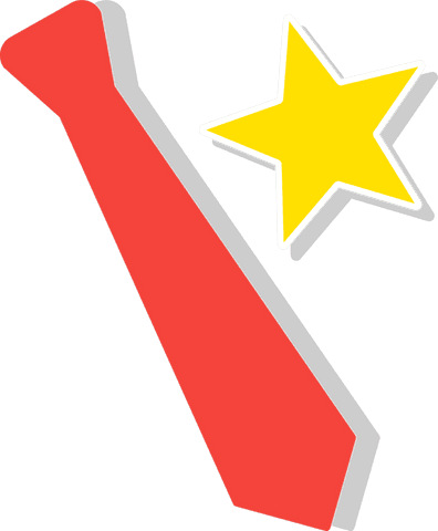 Transparent Vector Art of Red Necktie and Yellow Star
