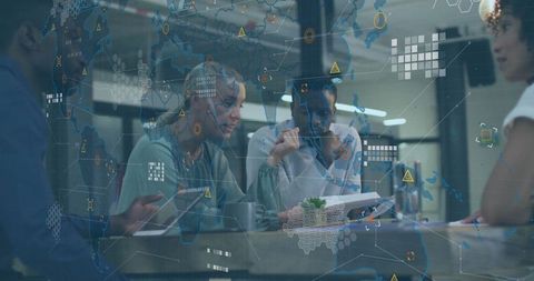 Diverse Team Working on Digital Analytics in Modern Office