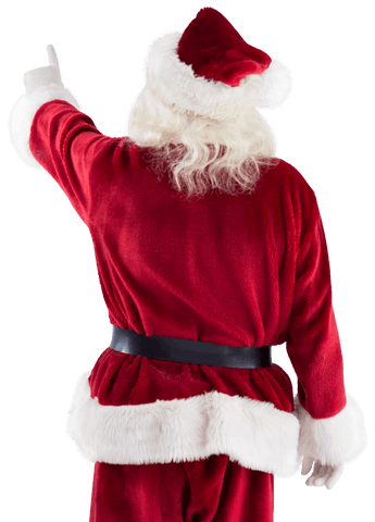 Cheerful Santa Claus Pointing with Transparent View