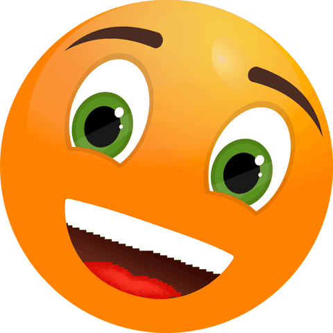 playful orange emoticon with grin on transparent background - Download Free Stock Videos Pikwizard.com