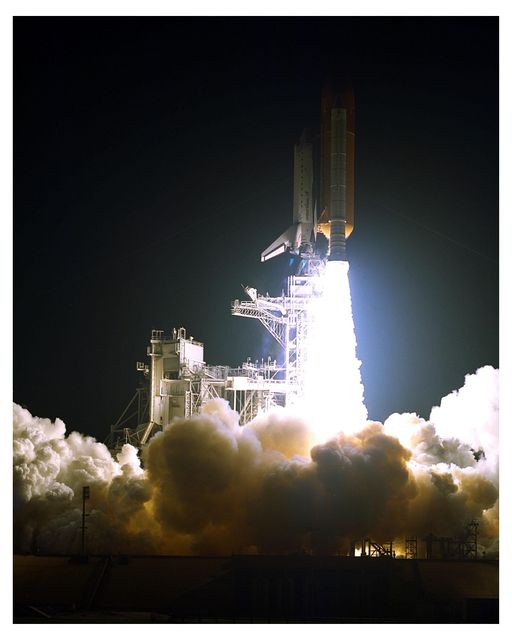 Space Shuttle Atlantis Lifting Off at Night for STS-84 Mission to Mir, May 15, 1997 - Download Free Stock Photos Pikwizard.com