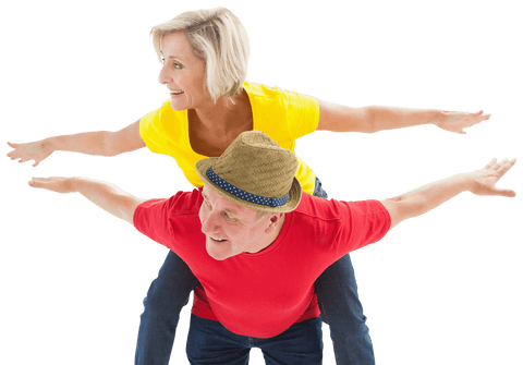 Joyful Senior Couple Enjoying Playful Moments Transparent