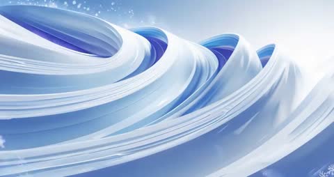 Elegant Flowing Blue Ribbons with Snowflakes in Abstract Digital Video
