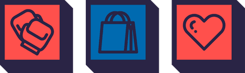 Transparent Three-Icon Panel Featuring Boxing, Shopping, Heart Themes - Download Free Stock Videos Pikwizard.com