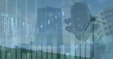 Digital Finance Overlay Traffic Lights City Background