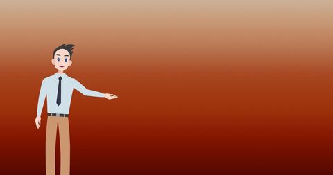 Cartoon Man Presenting on Gradient Brown Background - Download Free Stock Images Pikwizard.com