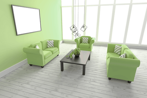 transparent green living room interior with chic furniture - Download Free Stock Videos Pikwizard.com