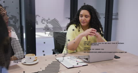 Data Processing Animation Over Business Meeting