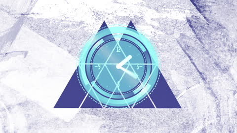 Abstract Neon Clock Animation on Grunge Background