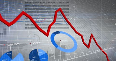 Financial Data Visualization with Declining Red Line Graph - Download Free Stock Images Pikwizard.com
