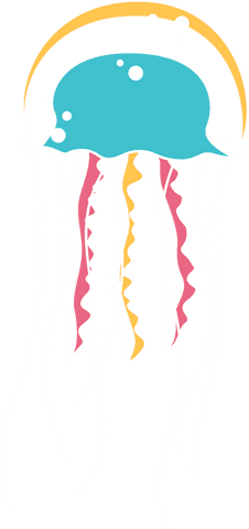 Whimsical jellyfish on transparent background