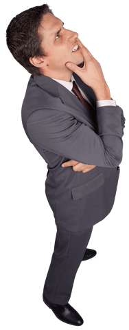 Transparent businessman pondering concept