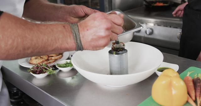 Chef Preparing Gourmet Dish in Professional Kitchen - Download Free Stock Images Pikwizard.com