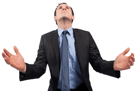 transparent businessman in suit with open arms expressing relief - Download Free Stock Videos Pikwizard.com