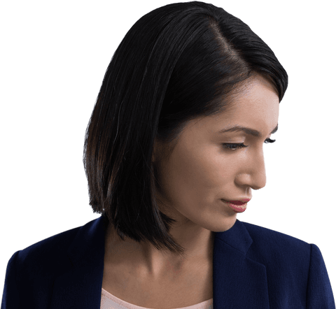 Transparent Close-up of Thoughtful Businesswoman Looking Down