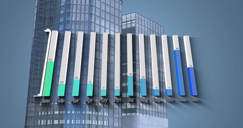 3D Bar Graph with Skyscraper Background Illustrating Business Analytics - Download Free Stock Images Pikwizard.com