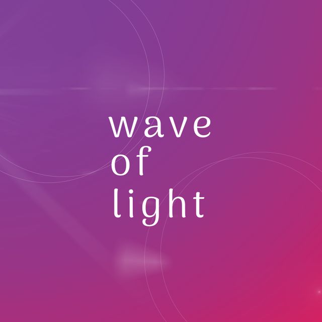 Conceptual abstract illustration depicting 'wave of light' text with intricate light effects on a purple background. Ideal for use in graphic design, presentations, posters, and social media posts to communicate visionary or philosophical themes.
