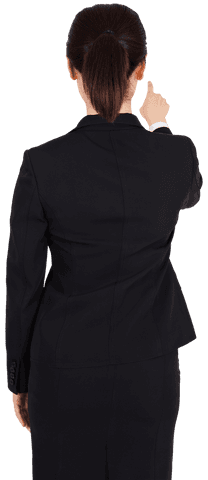 Transparent View of Businesswoman Pointing with Confidence