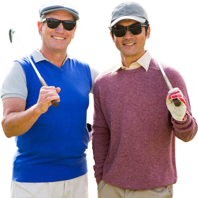 Two Diverse Golf Players Embracing on Transparent Background - Download Free Stock Videos Pikwizard.com