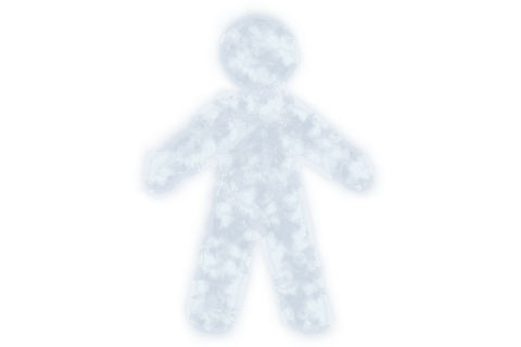 Cloud-like human silhouette on transparent background