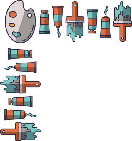 Creative Painting Tools on Transparent Background Vector Illustration